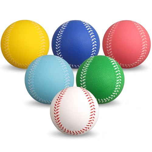 Dilabnba 6PCS Foam Baseballs, Softballs Practice Training Ball for Kids Beginners, Hand Exercise Squeeze Ball for Kids Adults, Safe Throwing, Catching and Batting Practice (2.6inch)