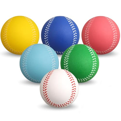 Dilabnba 6PCS Foam Baseballs, Softballs Practice Training Ball for Kids Beginners, Hand Exercise Squeeze Ball for Kids Adults, Safe Throwing, Catching and Batting Practice (2.6inch)