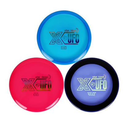 X-UFO Disc Golf Starter Set - 3 Piece Professional Disc Golf Set for Beginners, Lightweight & Portable, Putter Driver Midrange 170g-173g - color: TPU-3SET149