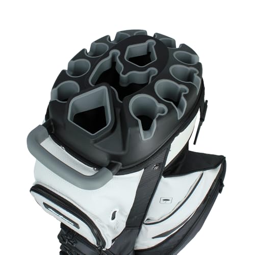 MacGregor MACLOCK Ultimate Divider System Cart Bag with 14 Way Organizer Divider Top and Individual Club Locking Slots - color: Black/White
