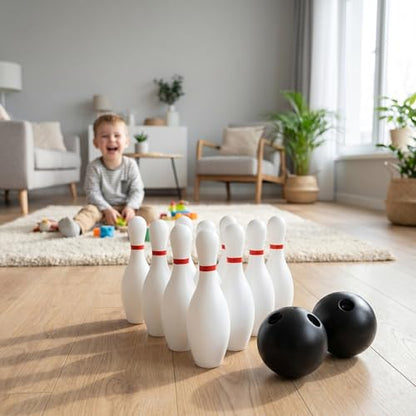Kisangel 12-Piece Kids Bowling Set, Toddler Indoor Outdoor Plastic Sports Game with 10 Pins and 2 Balls, Lightweight Educational Activity Toy for Boys & Girls Ages 3+