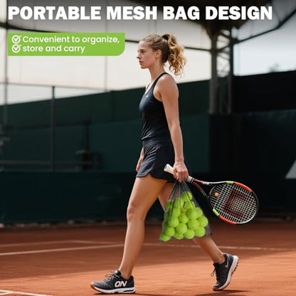 FURWEY Tennis Balls, 12/24/36/80 Pack Bulk Tennis Balls Pressureless Tennis Ball, Come with Mesh Bag for Easy Transport,Pet Dog Playing Balls, Good for Beginner Training Ball - size: 24P
