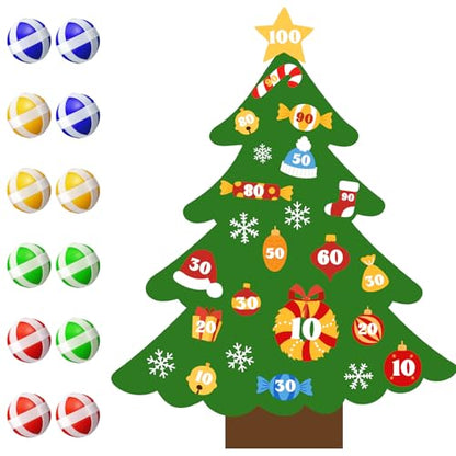 Jenaai Christmas Games Toys Gifts Large Xmas Felt Dart Board Game with 12 Pcs Sticky Balls Christmas Party Supplies Indoor Outdoor Xmas Decor for Family Carnival Birthday Gifts - style: Christmas Tree