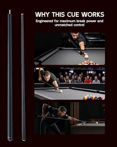 KONLLEN Carbon Fiber Break Cue, 58" 2-Piece Heavy Hitter Pool Break Cue Stick with 12.9mm Tip, Professional Billiards Break Stick - color: KL-HH-2-set