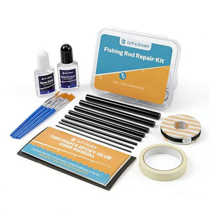 Fishing Rod Repair Kit Complete,Full Supplies with Glue for Freshwater & Saltwater Broken Fishing Pole Repair with Carbon Fiber Sticks,Rod Building Epoxy Finish - color: Inserts-Kit