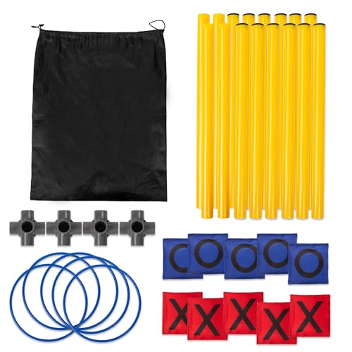 Giant Tic Tac Toe Game,4ft x 4ft Bean Bag & Ring Toss Across Game|Backyard Outdoor Indoor Games Lawn Games for Adults Kids and Family Party Game Christmas Birthday Gifts with Storage Bag