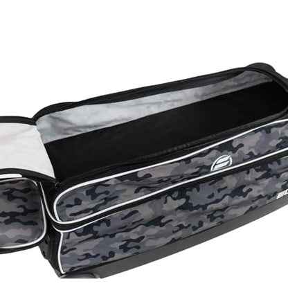ELITE Basic Triple Roller Black Bowling Bag - 3 Ball Roller, Fits 2 Pairs of Size 15 Shoes, Air Travel-Friendly - color: Grey Camo