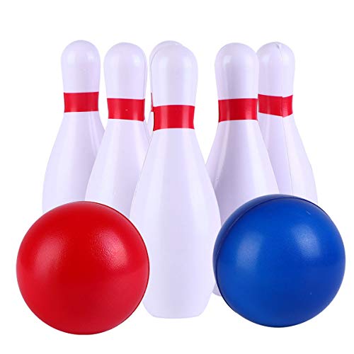 YARNOW 1Set PU Bowling for Indoor Bowling Games Safe and Fun for Ages Easy to Assemble Pins Balls for Family Fun and Reducing Screen