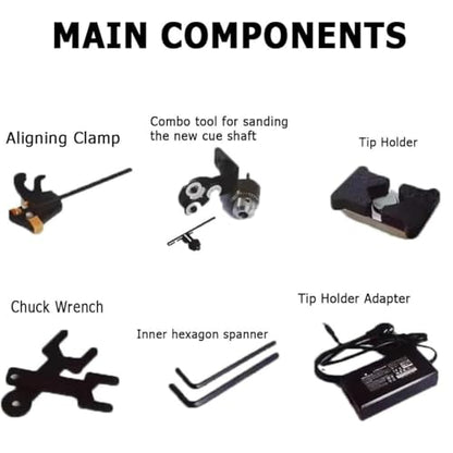 Cue Tip Shaper,Pool Cue Repair Kit,Pool Cue Lathe Machine,Cue Tip Repair Machine,Billiard Cue Shaper Tool,7 in 1 Billiard Cue Stick Repairer,Cue Shaft Cleaning & Maintenance
