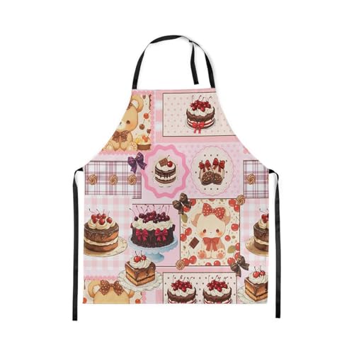 Castle Fairy Cute Rabbit Deer Kitchen Apron - color: Bear Cake Pink