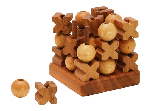 BSIRI 3D Wooden Tic Tac Toe Rustic Coffee Table Decor Unique Gifts for Special Occasions Fun for Adults in Strategic Game Night Family Games - style: 3D Tic Tac Toe