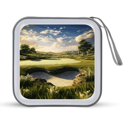 Golf Course CD Case 40 Capacity Hard Plastic DVD Case Portable Zipper CD Cases Holder Large Storage Disc Wallet Bag DVD Disc Cases Storage Binder Home Travel