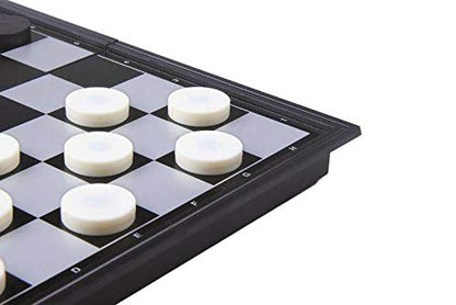 8x8 Checkers Draughts with Extendable 9x9 Inch Board, 12 Black 12 White Pieces