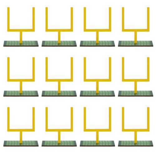 12 Pcs Football Goal Post Table Centerpieces, Wooden Sports Party Decorations with Vivid Yellow Goal Posts, 4.33 x 3.94 in for Game Day Events, Celebrations, Desk Ornaments