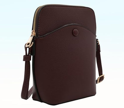 Solene Small Crossbody Bag with Gold Hardware, Mini Shoulder Purse with Adjustable Strap - color: Coffee
