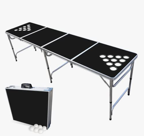 PartyPong 8-Foot Folding Pong Table w/Cup Holes & Pong Balls