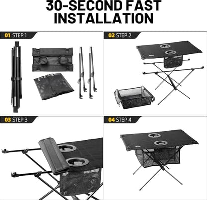 Zune Lotoo Small Beach Tables for Sand Foldable, Portable Camping Table Folding with Cup Holders & Mesh Storage for Camp Tent Side Picnic Tailgate Travel Outdoor Compact Ultralight Backpack Hiking