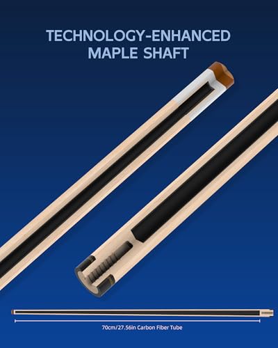 KONLLEN KL-KB Low Deflection Maple Billiards Cue Pool Cue Stick Real Wood Abalone Shell Inlay Wrapless 12.5mm Tip - color: KL-KB-Blue
