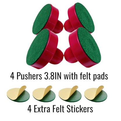 Air Hockey Paddles 3.78-inch (96mm) – Heavy-Duty Pushers for Full-Size Air Hockey Tables – Includes Felt Pads & Extra 3.7-inch (94mm) Replacement Stickers (Set of 2)