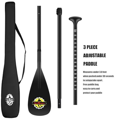 Full Carbon Fiber SUP Paddle - 3 Piece Adjustable Stand Up Paddle Board Paddles - reliable, Lightweight & Floating Paddleboard Oar Hyrdrodynamic Blade for Power Performance for Efficient Strokes