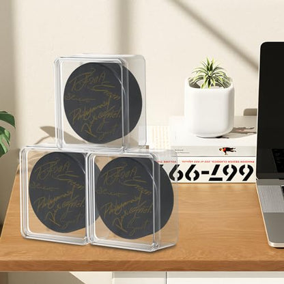 Hockey Puck Display Cases, Acrylic Cube Square Hockey Puck Display Cases - Fits Official Size Hockey Puck (6 PCS) - size: 6 PCS