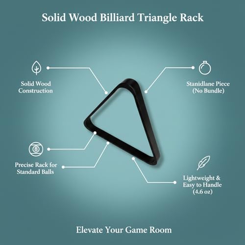 Solid Wood Billiard Triangle Rack for Standard Pool Balls - Durable Wooden Frame for 8-Ball & 9-Ball Games - color: Black