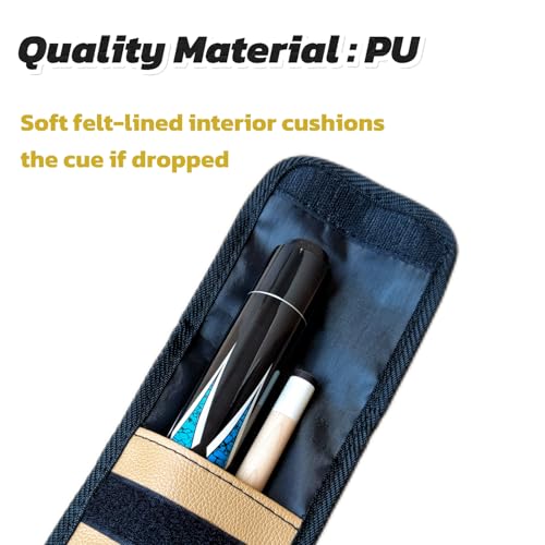 Pool Cue Case,1/2 Billiard Cue Bag,1X1 PU Billiard Stick Bag, 2-Piece Cue Pool Stick Carrying Case - color: khaki
