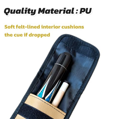 Pool Cue Case,1/2 Billiard Cue Bag,1X1 PU Billiard Stick Bag, 2-Piece Cue Pool Stick Carrying Case - color: khaki