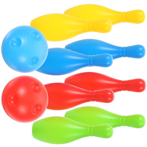Toyvian Bowling Set 10 Color Bowling Pins 2 Bowling Ball Bowling Educational Game for Indoor and Outdoor(1.5Inch×4.3Inch,Small)