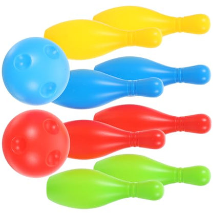 Toyvian Bowling Set 10 Color Bowling Pins 2 Bowling Ball Bowling Educational Game for Indoor and Outdoor(1.5Inch×4.3Inch,Small)