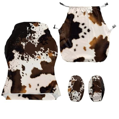 Artistic Brown Cow Print Chair Slipcovers with Arms 2 Piece Stretchy Gaming Chair Cover Cat Scratch Proof Furniture Protector with Zipper Anti-Dust Desk Chair Seat Protector for Office Home - color: Artistic Brown Cow Print