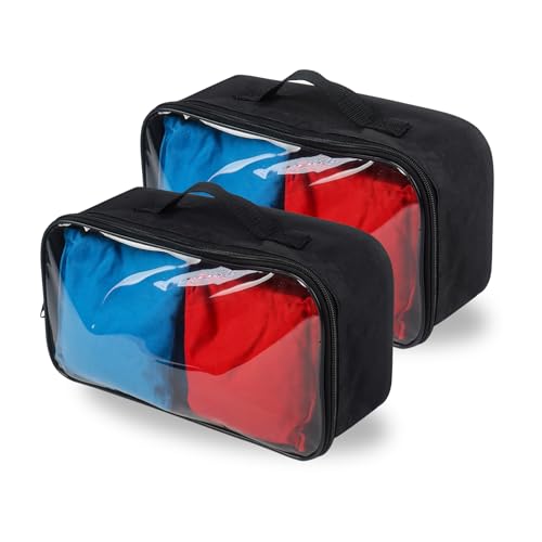 Klmnop 2 Pcs Cornhole Bag Carry Case, Cornhole Carrying Case Holds 8 Bean Bags with Portable Handle for Storage, Transport