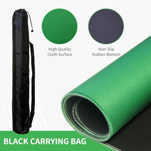 Mahjong Mat, Mahjong Table Mat with Black Carrying Bag,Rubber Anti Slip Game Mat and Noise Reducing Table Cover for Mahjong,Dominoes,Poker,Card,Board Games Table Mat (Green, 31.5 Inches) - color: Green