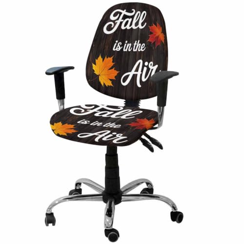 Savannan Office Chair Cover, Fall is in The Air Words Protective Stretch Elastic Universal Cover for Desk Task Chair,Computer Rotating Chair 1 Pcs Autumn Maple Leaf on Wood