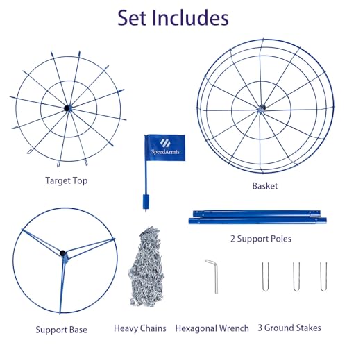 SpeedArmis Portable Disc Golf Targets - Heavy Duty 12 Double Steel Chains, Professional Disc Golf Basket, Includes 3pcs Discs