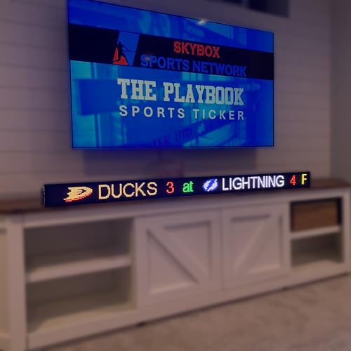 The Playbook LED Sports Ticker Sign | Live Scoreboard | for Man Caves, Offices and Businesses | Custom Selection Feed (Mobile App), 48" Length - size: 48" Length, style: Custom Selection Feed (Mobile App)
