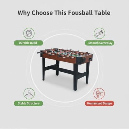 48'' Soccer Table, Large Size Foosball Game Table for Adult, Football Table with Cup Hloders & Sturdy Leg for Game Rooms & Parties, Classic Brown - size: 48''-Soccer Table Brown