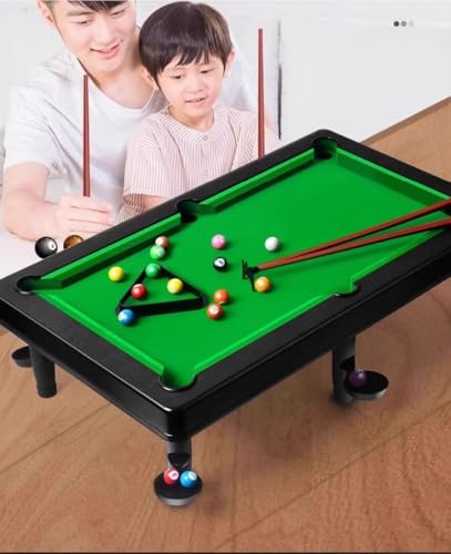 Mini Pool Table, Billiard Game with 11 Balls, 2 Cue and 1 Triangle, Portable Game Table, Table Snooker Game for Stress Relief, Play Set for Kids and Adults