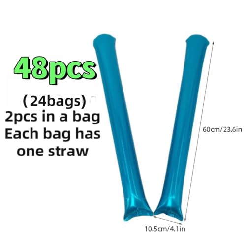 48pcs Round Head Boom Sticks Thunder Sticks Cheering Sticks Team Spirit Plastic Cheerleading Spirit Stick Clapper Inflatable Noise Maker Sports Supply (Metallic Blue) - color: Metallic Blue