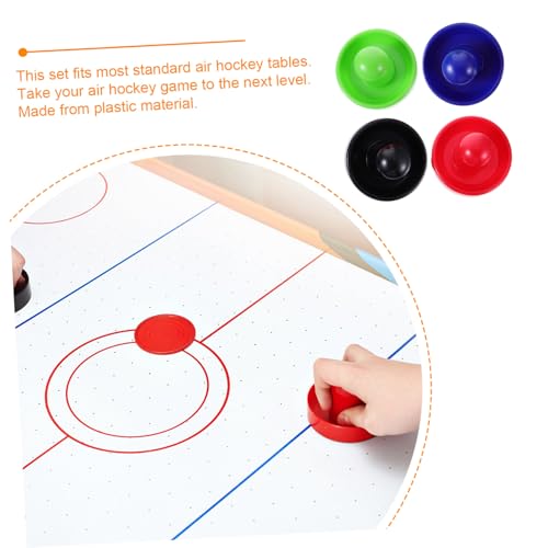 Air Hockey Pushers and Pucks Replacement Plastic High Impact Resistant Accessories Ergonomic Design with Thick Lint Pads for Table Hockey Game Home Use