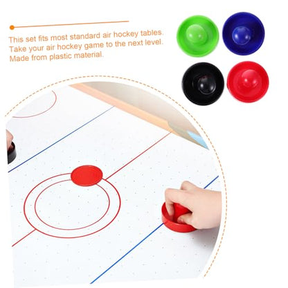 Air Hockey Pushers and Pucks Replacement Plastic High Impact Resistant Accessories Ergonomic Design with Thick Lint Pads for Table Hockey Game Home Use
