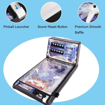 Desktop Pinball Machine Shooting Toy, Arcade Electronic Pinball Game, Cool Retro Tabletop Machine for Kids, Christmas Pinball Gifts with Scoreboard for Friends Boys Girls