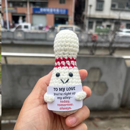 Bowling Accessories Crochet Gifts, Emotional Support Bowling Pin Office Desk Decor Decorations for Women Men (To My Love Gift) - style: To My Love Gift