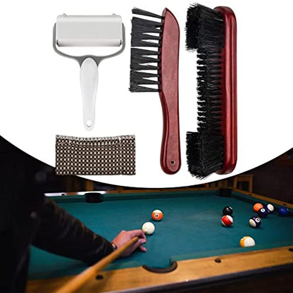 Billiards Table Cleaning Brush Set with Roller and Wooden Handle for Pool Table Maintenance- Red 4PCS - color: Red 4PCS