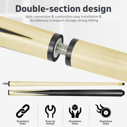 Pool Cue Stick Billairds Cue Stick with 11mm Fiber Leather tip Pool Stick 36inch Billiard Cue Sticks Set of 2