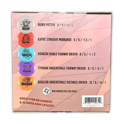 Divergent Discs 5-Disc Beginner Disc Golf Starter Set - Putter, Midrange, Fairway Driver, Distance Drivers, Mini Disc