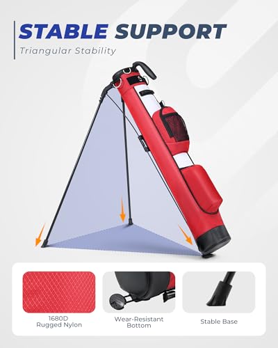 Golf Lightweight Stand Bag, Portable Golf Carry Bag with Insulated Cooler Pocket, Easy to Carry and Ideal for Driving Range, Pitch n Putt, Par 3, Executive Courses - color: Red