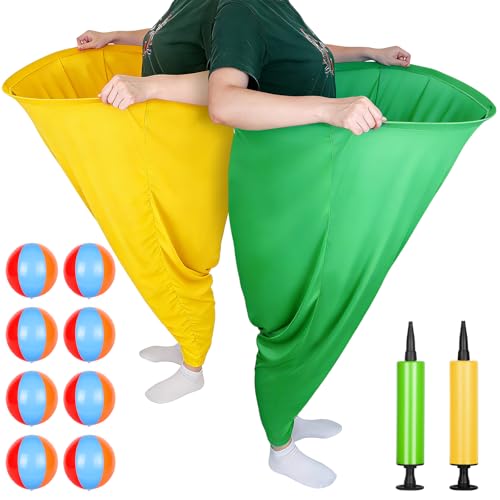 Granny Pants Yard Game–Giant Outdoor Tossing Game for Adults&Family–Includes 2 Pants,8 Bouncy Balls&2 Air Pumps–Funny Party Activity for Backyard,Reunion,Field Day or Team-Building - color: Green&Yellow