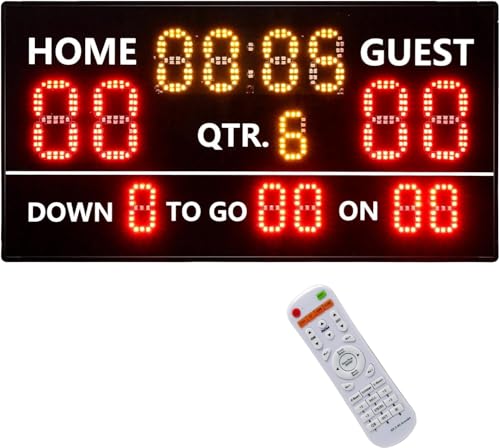 YZ LED Portable Football Scoreboard, Rechargeable Wireless Digital Scoreboard with Remote, Electronic Scoreboard Football Score Keeper for Outdoor/Football Training/American Football Games/Rugby Ball - style: 19x10inch