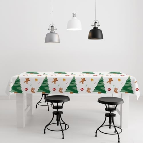 2 Pack Christmas Plastic Table cloths Xmas Plastic Table Covers Disposable Table Cloths Christmas BBQ Picnic Parties TableCovers Waterproof TableCloth Oil-Proof Christmas Tree Table Covers 54 x 108 in - color: Xmas Rree